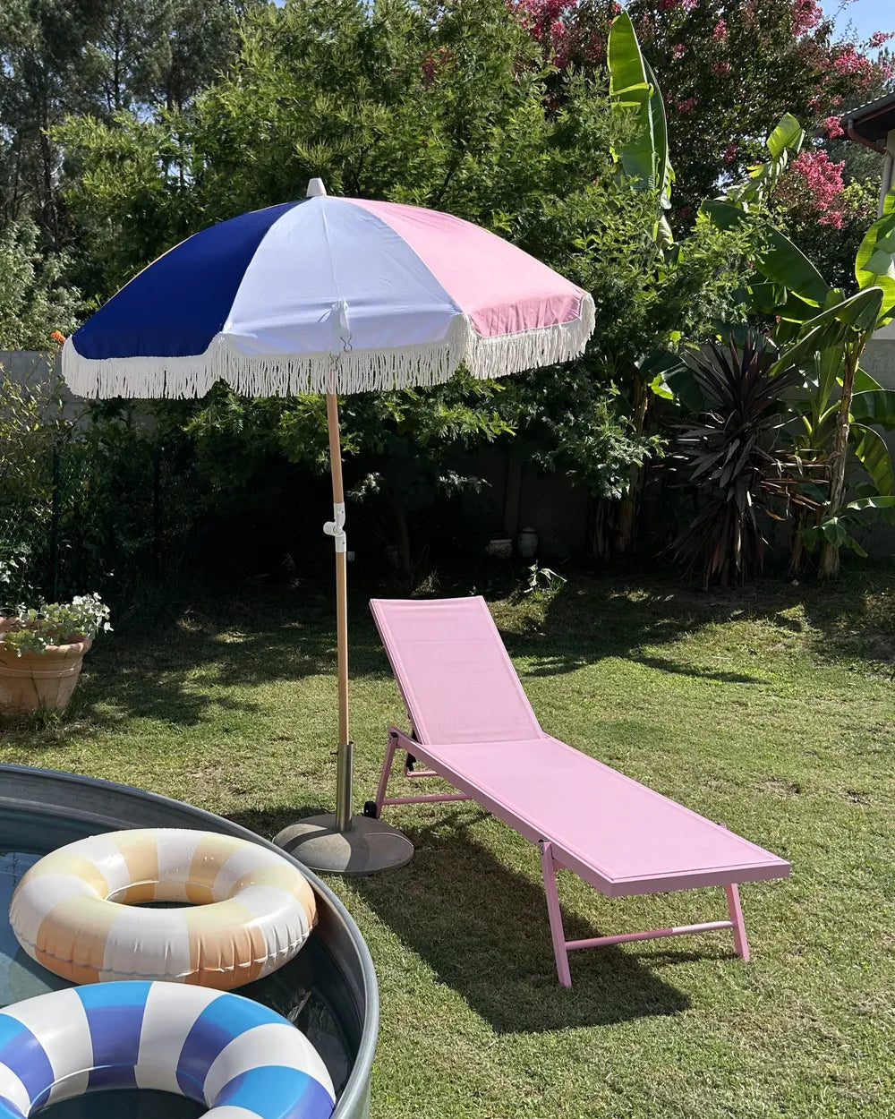 Riva Aluminium Reclining Sun Lounger – Blush Pink