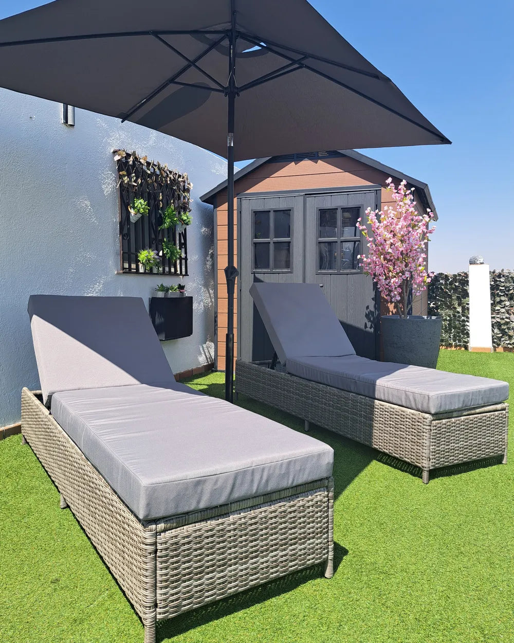 Corda Rattan Reclining Sun Lounger – Grey