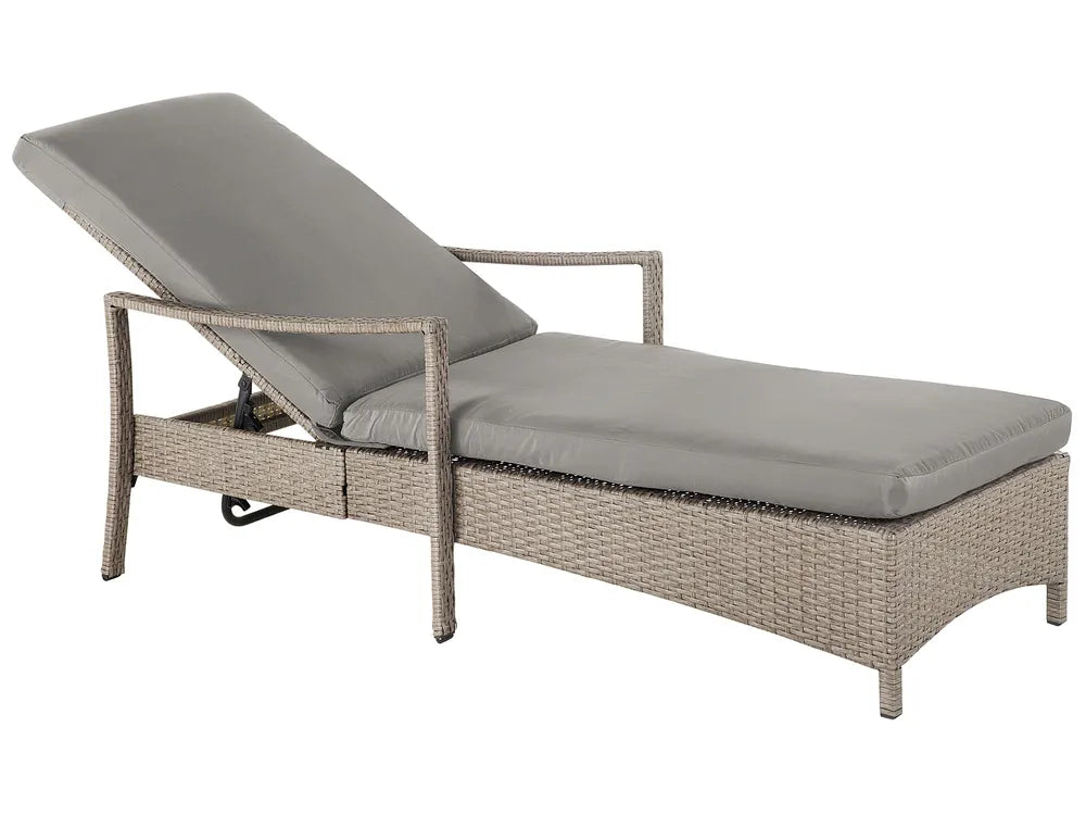 Vela Rattan Reclining Sun Lounger – Grey