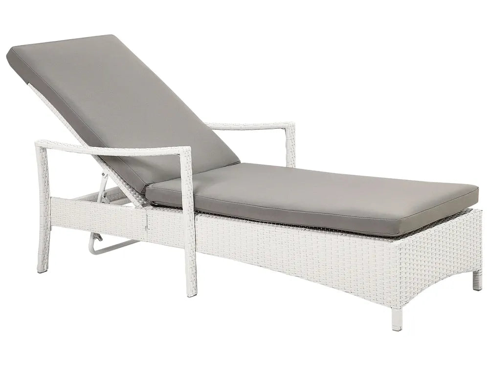 Vela Rattan Reclining Sun Lounger – White