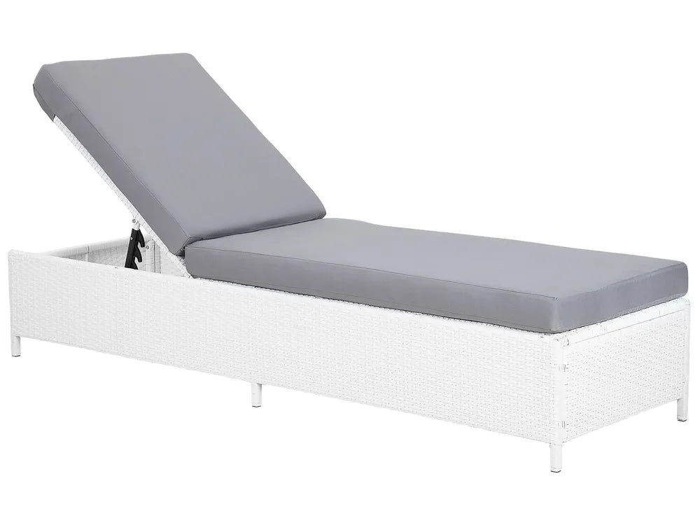 Corda Rattan Reclining Sun Lounger – White