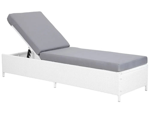 Corda Rattan Reclining Sun Lounger – White