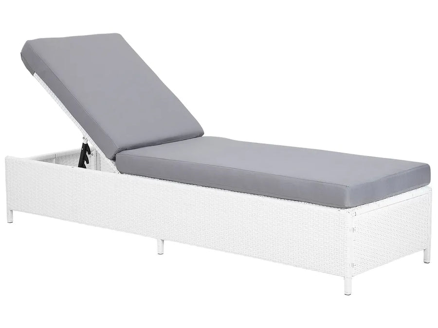 Corda Rattan Reclining Sun Lounger – White