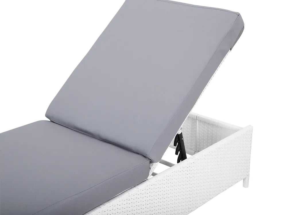 Corda Rattan Reclining Sun Lounger – White