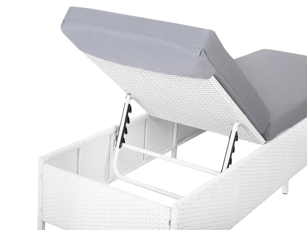 Corda Rattan Reclining Sun Lounger – White