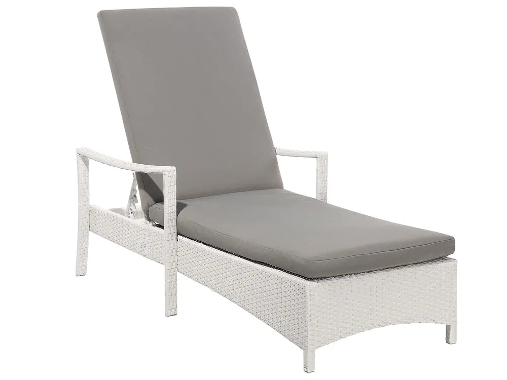 Vela Rattan Reclining Sun Lounger – White