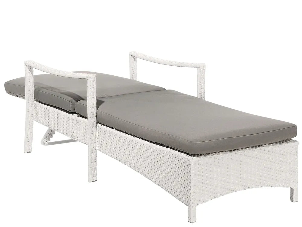 Vela Rattan Reclining Sun Lounger – White