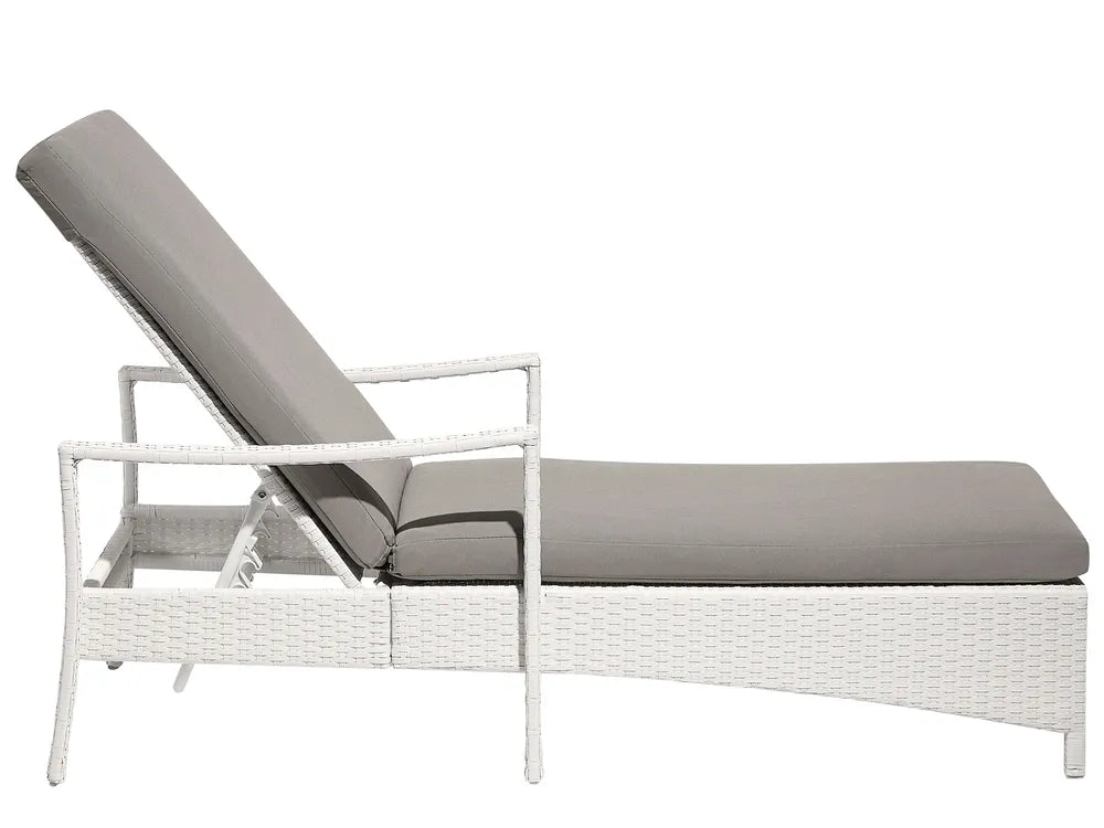 Vela Rattan Reclining Sun Lounger – White