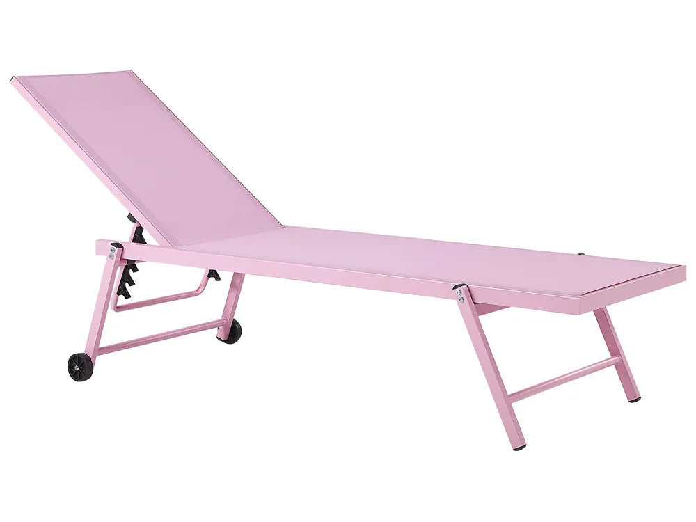 Riva Aluminium Reclining Sun Lounger – Blush Pink