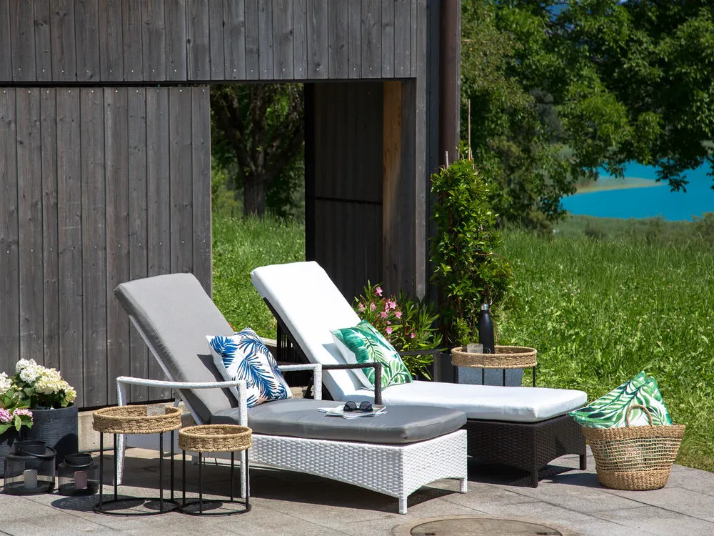 Vela Rattan Reclining Sun Lounger – White