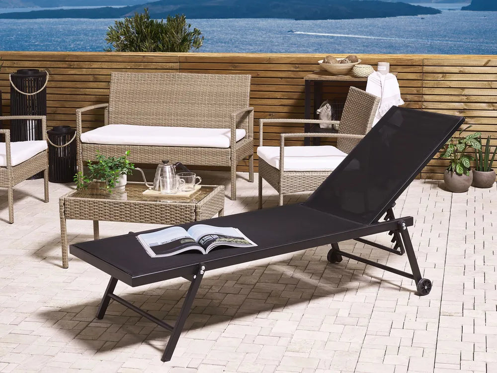 Riva Aluminium Reclining Sun Lounger – Black