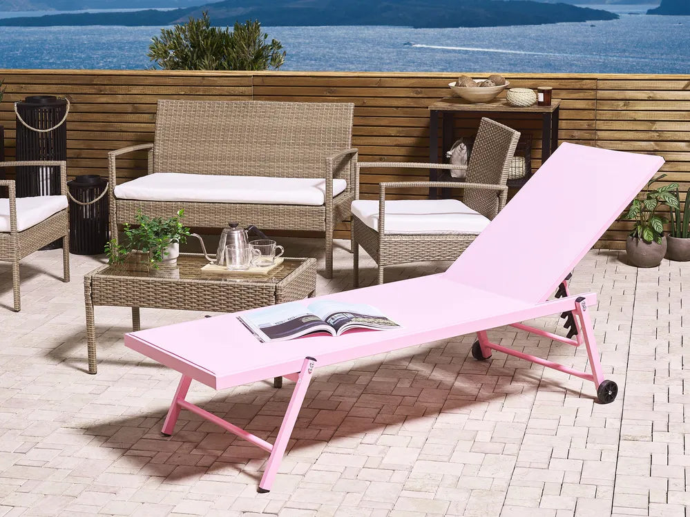 Riva Aluminium Reclining Sun Lounger – Blush Pink