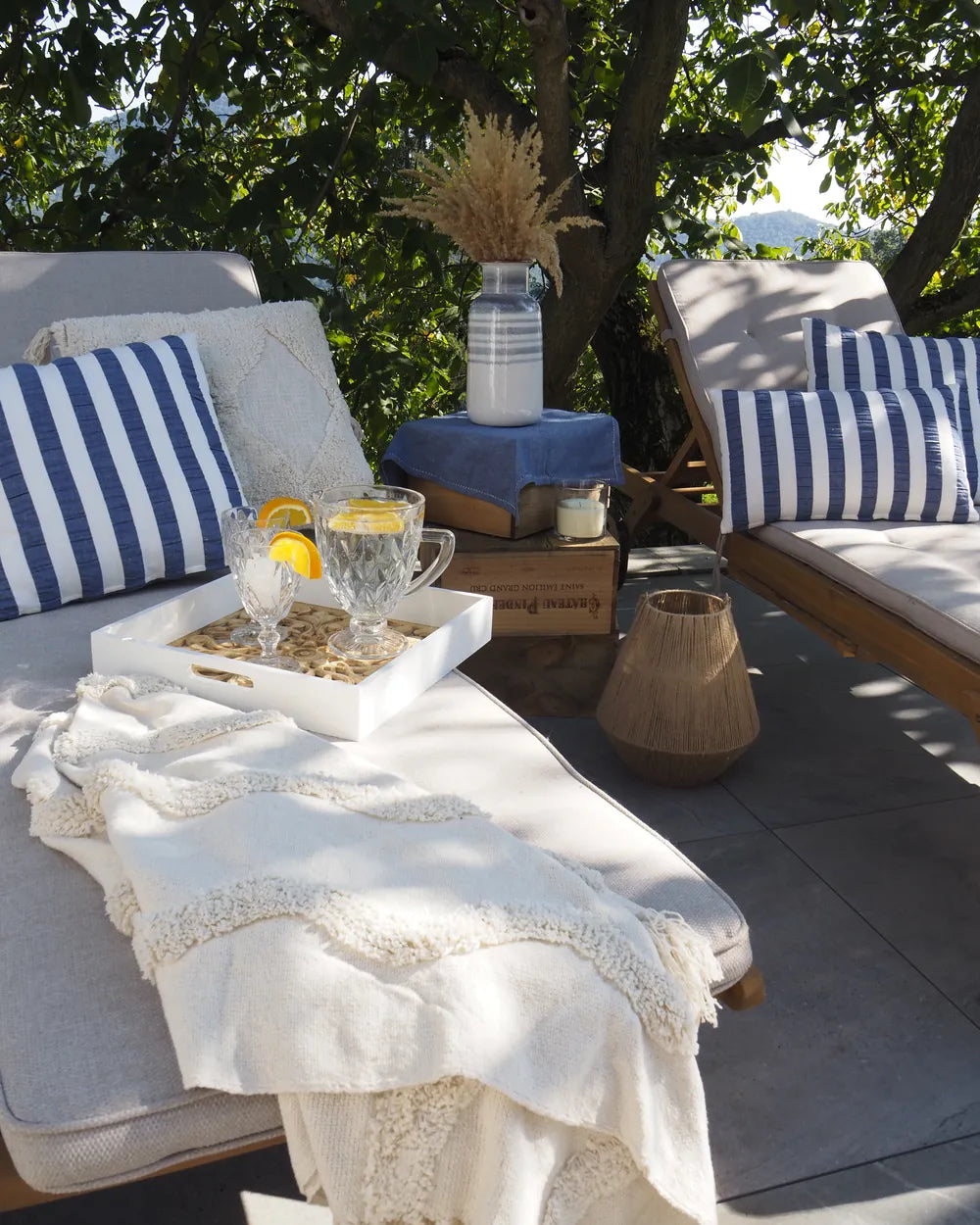 Bosco Acacia Wood Reclining Sun Lounger