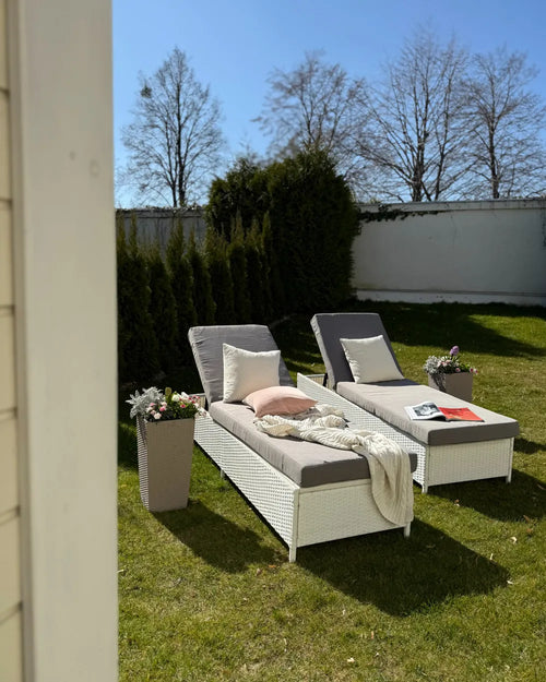 Corda Rattan Reclining Sun Lounger – White
